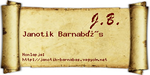 Janotik Barnabás névjegykártya